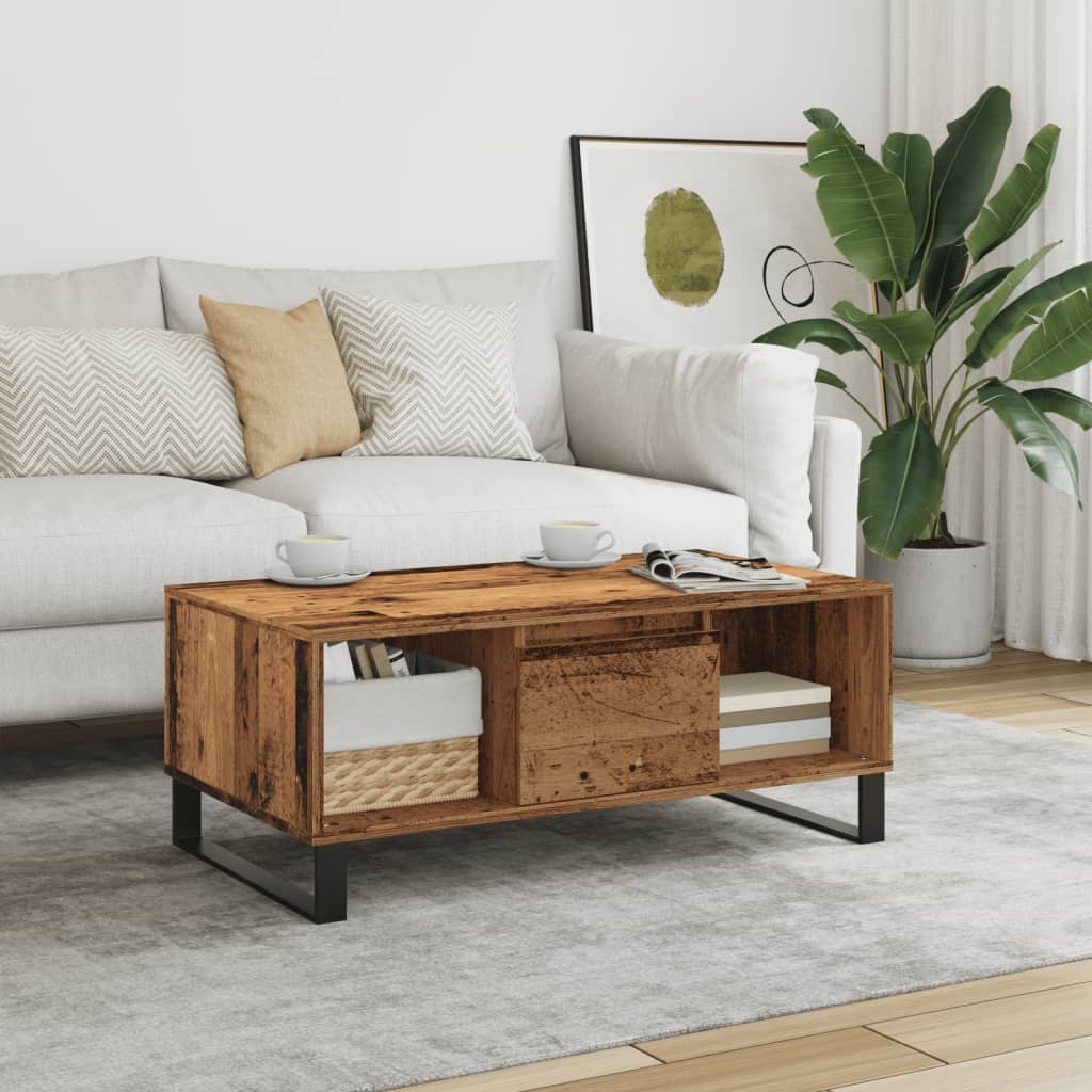 Table basse vieux bois 90x50x36,5 cm bois d’ingénierie - Tables basses