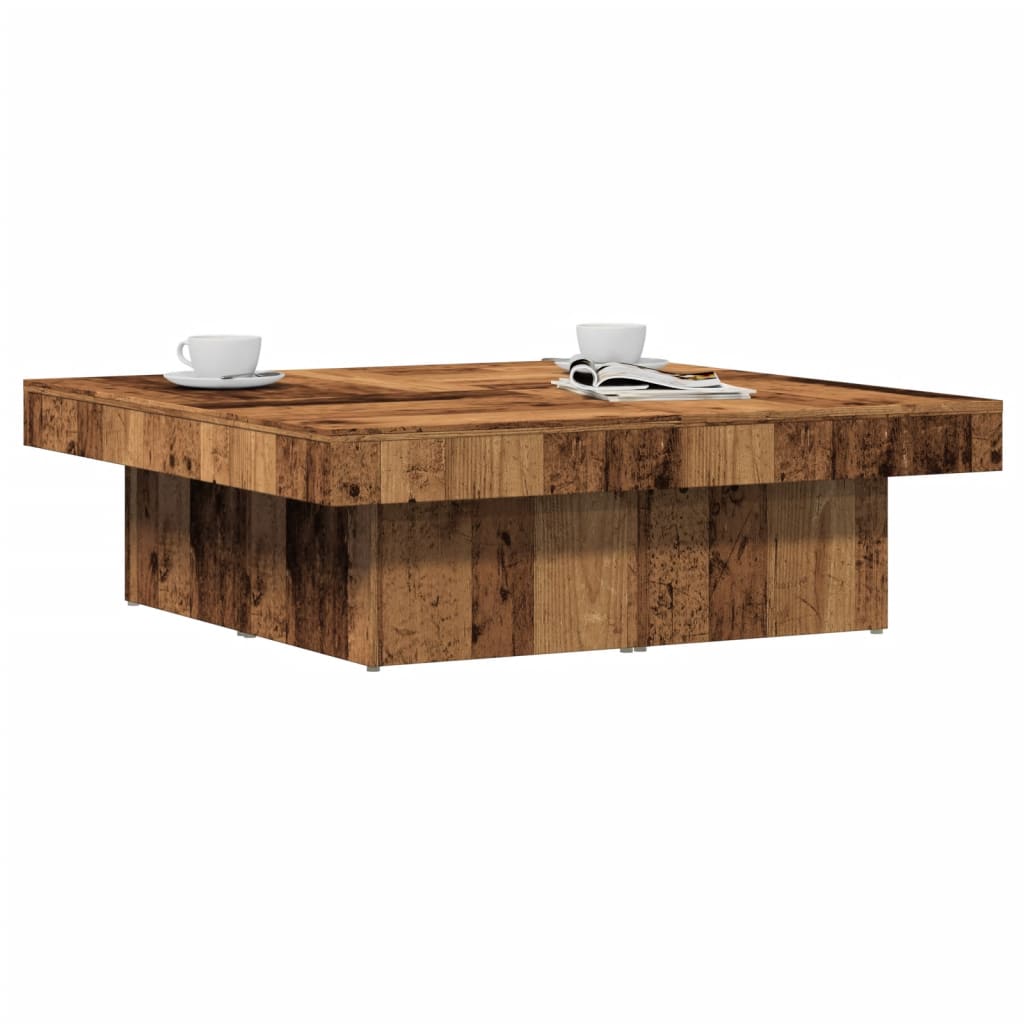 Table basse vieux bois 90x90x28 cm bois d’ingénierie - Tables basses