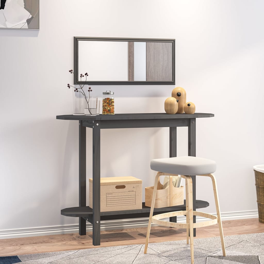 Table console Gris 110x40x80 cm Bois massif de pin - Tables basses