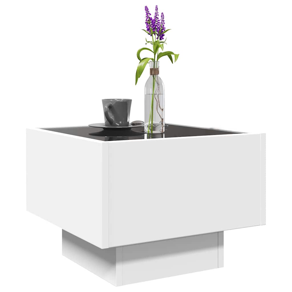 Table d’appoint avec LED blanc 40x40x30 cm bois d’ingénierie - Tables basses