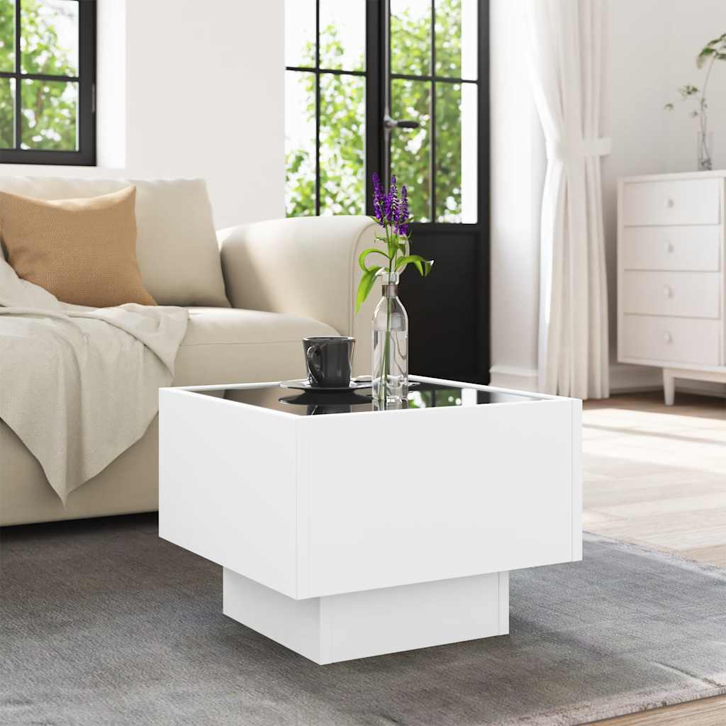 Table d’appoint avec LED blanc 40x40x30 cm bois d’ingénierie - Tables basses