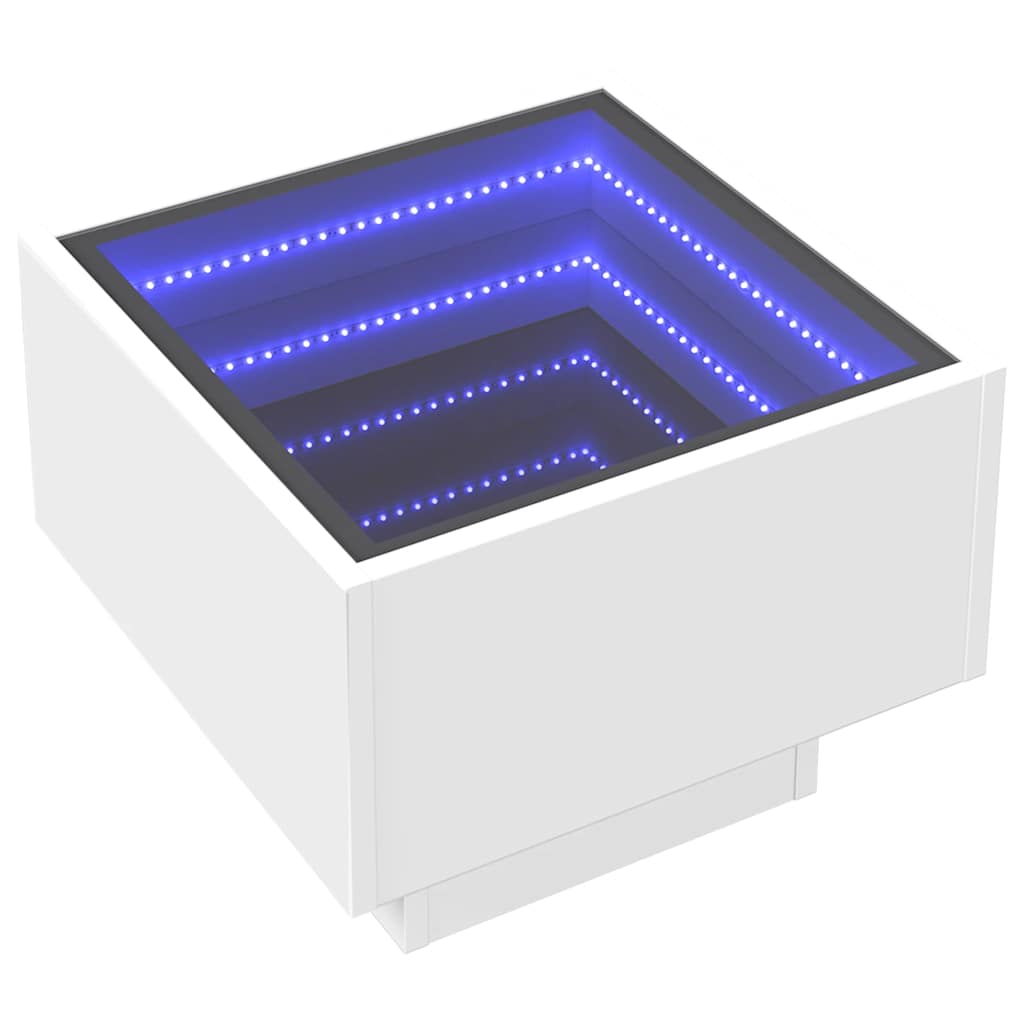 Table d’appoint avec LED blanc 40x40x30 cm bois d’ingénierie - Tables basses