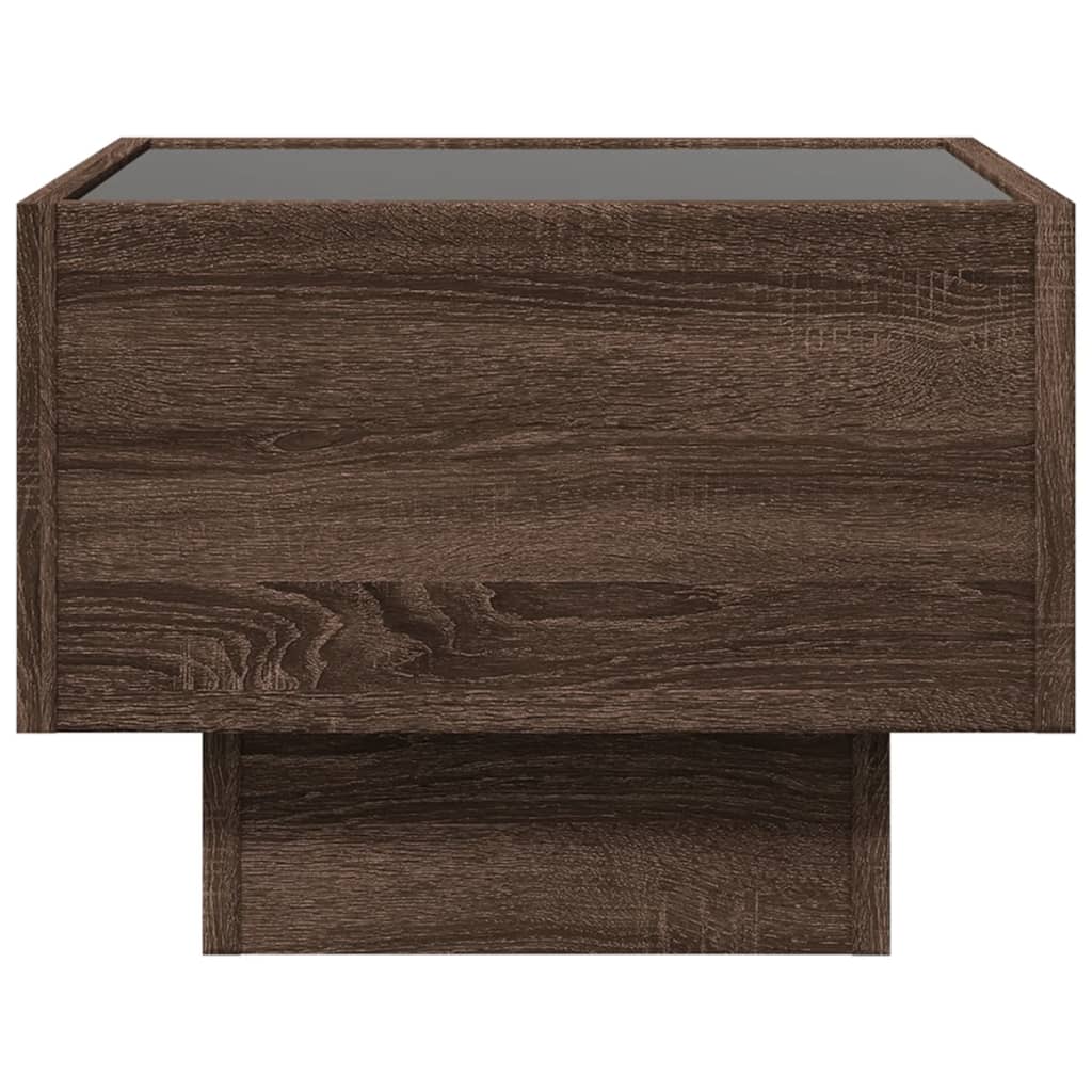 Table d’appoint et LED chêne marron 40x40x30 cm bois ingénierie - Tables basses