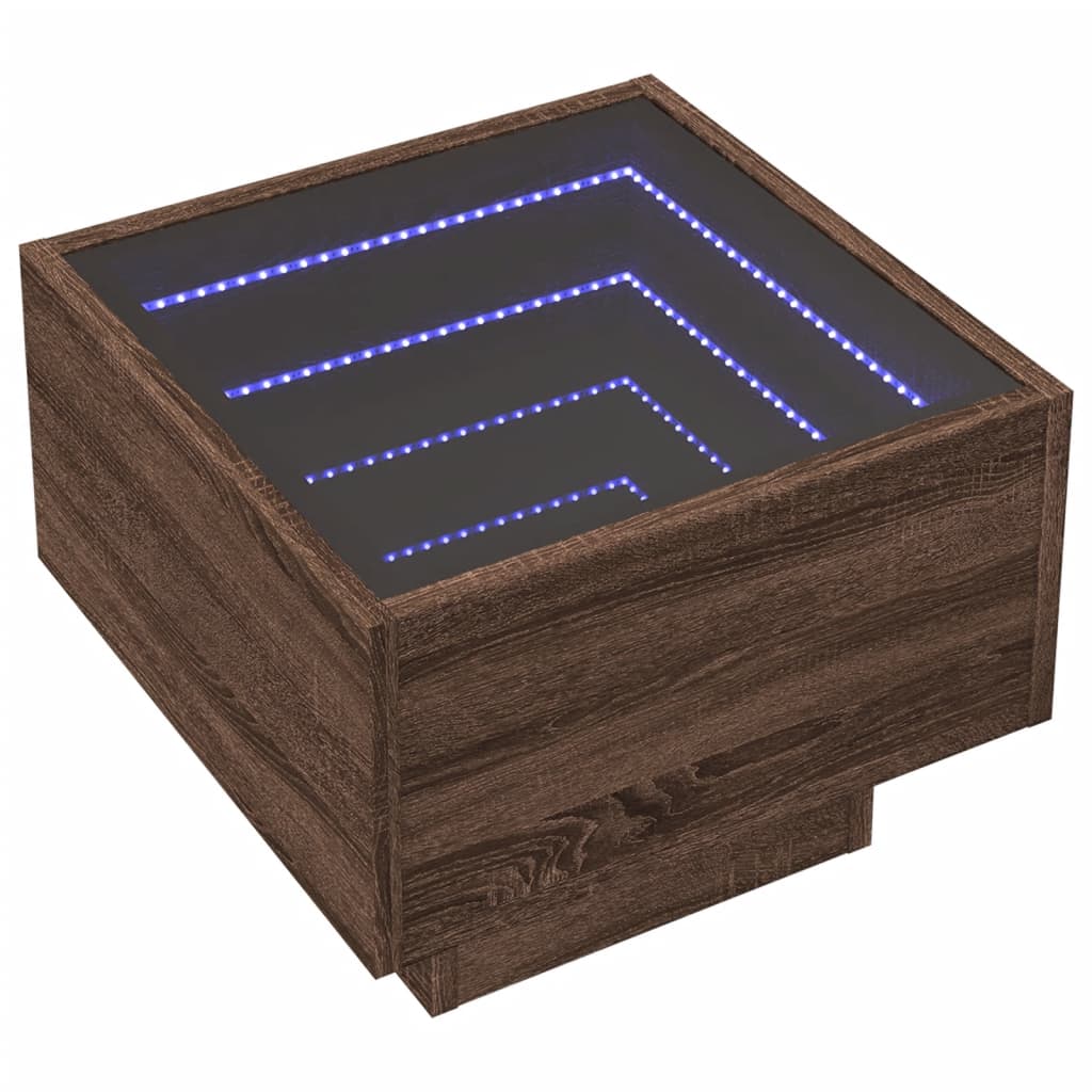 Table d’appoint et LED chêne marron 40x40x30 cm bois ingénierie - Tables basses