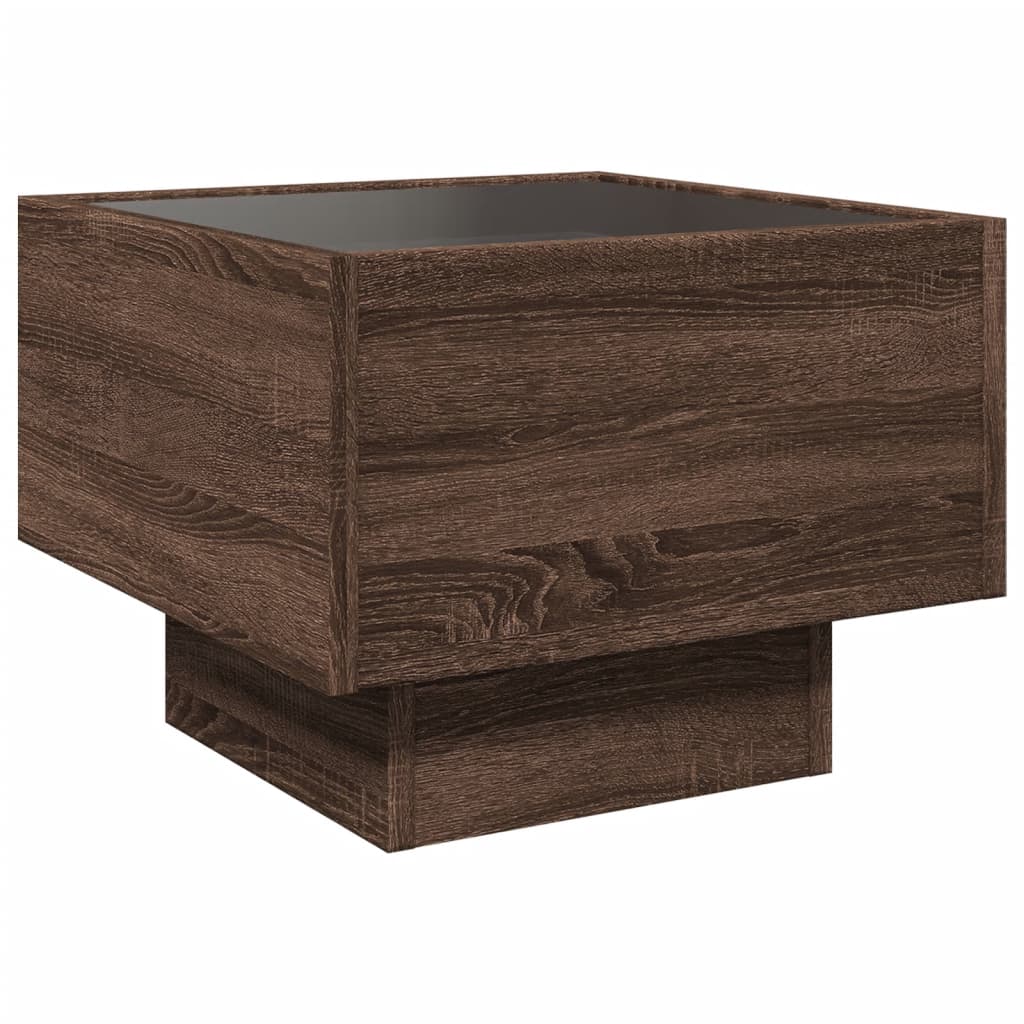 Table d’appoint et LED chêne marron 40x40x30 cm bois ingénierie - Tables basses