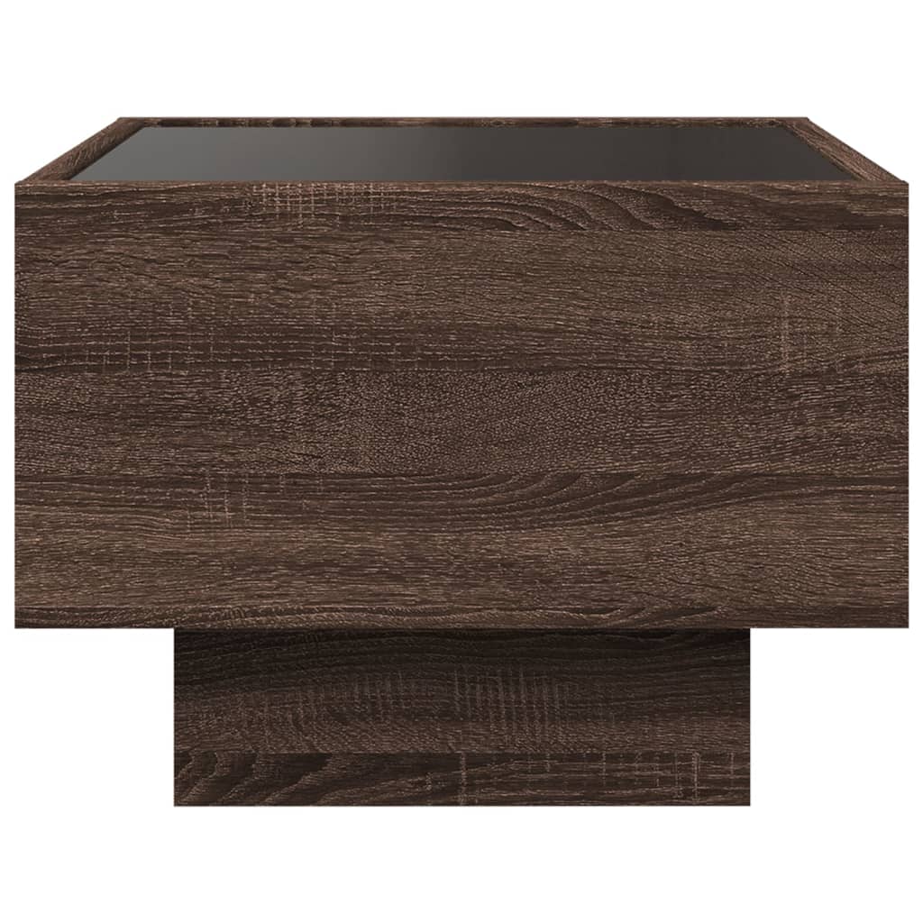 Table d’appoint et LED chêne marron 40x40x30 cm bois ingénierie - Tables basses