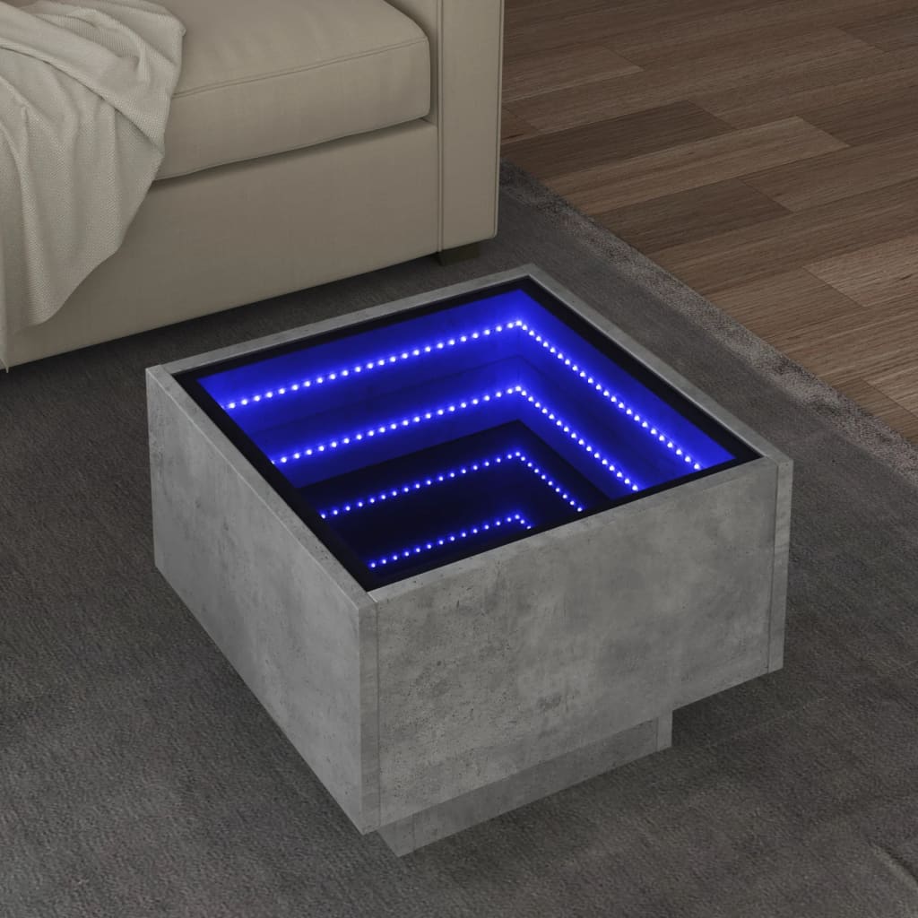 Table d’appoint et LED gris béton 40x40x30 cm bois d’ingénierie - Tables basses