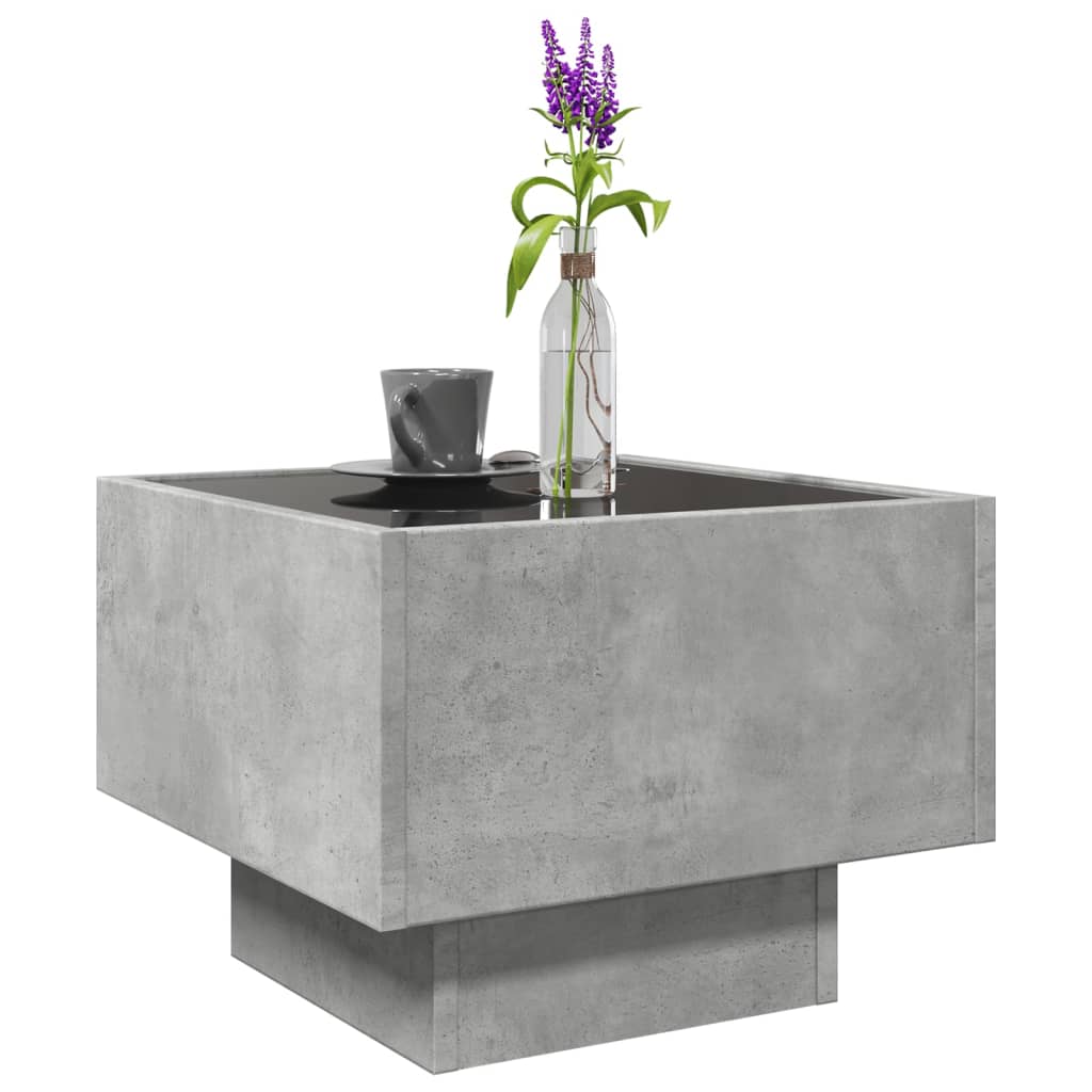 Table d’appoint et LED gris béton 40x40x30 cm bois d’ingénierie - Tables basses