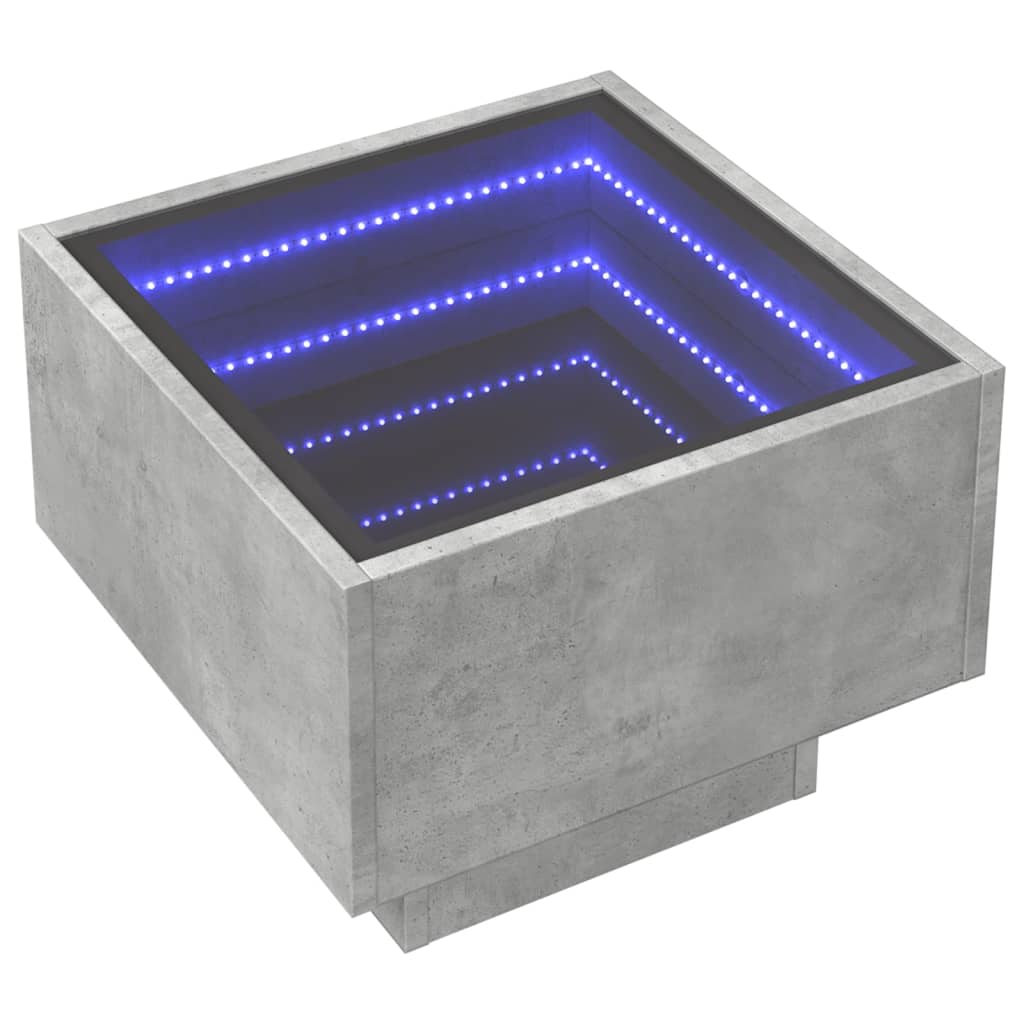 Table d’appoint et LED gris béton 40x40x30 cm bois d’ingénierie - Tables basses