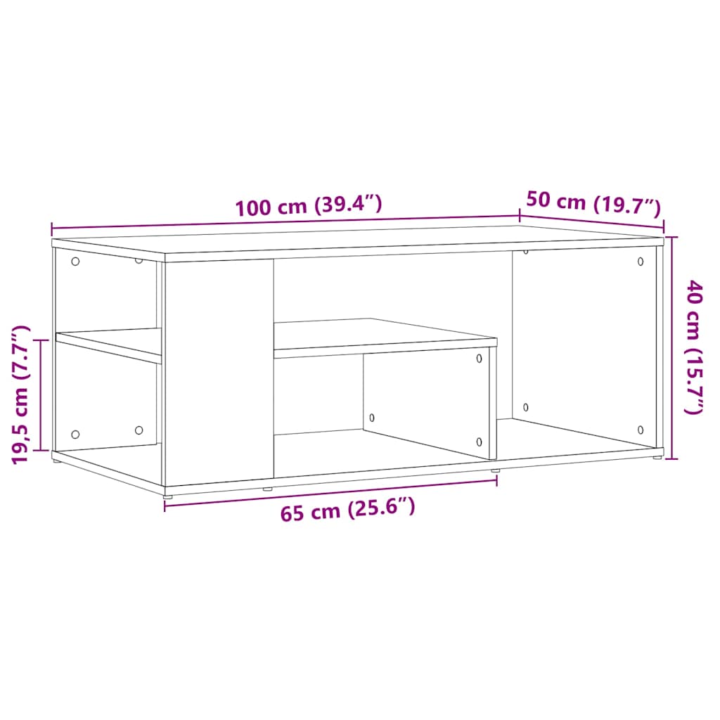 Table d’appoint vieux bois 100x50x40 cm bois d’ingénierie - Tables basses
