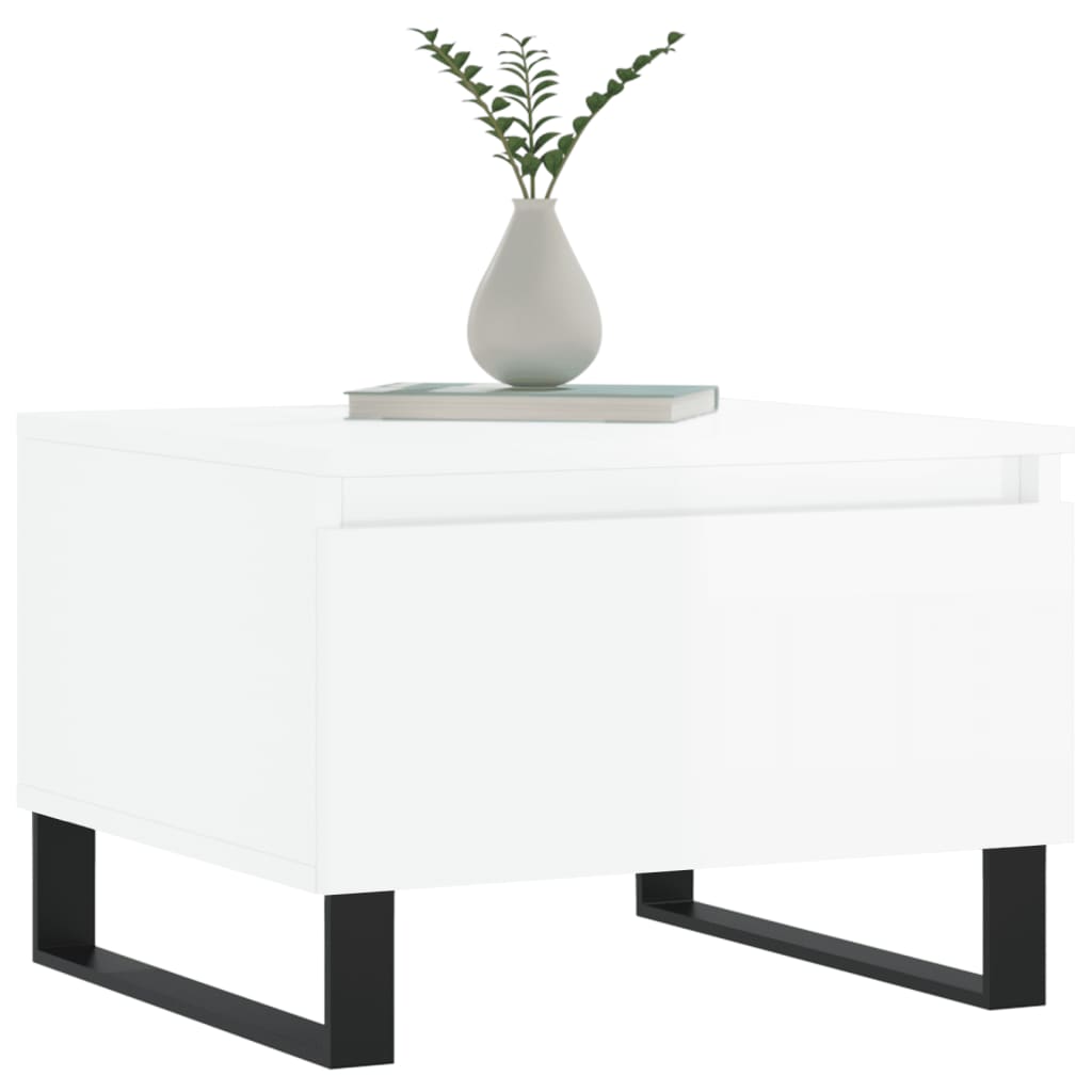 Tables basses 2 pcs blanc brillant 50x46x35cm bois d’ingénierie - Tables basses