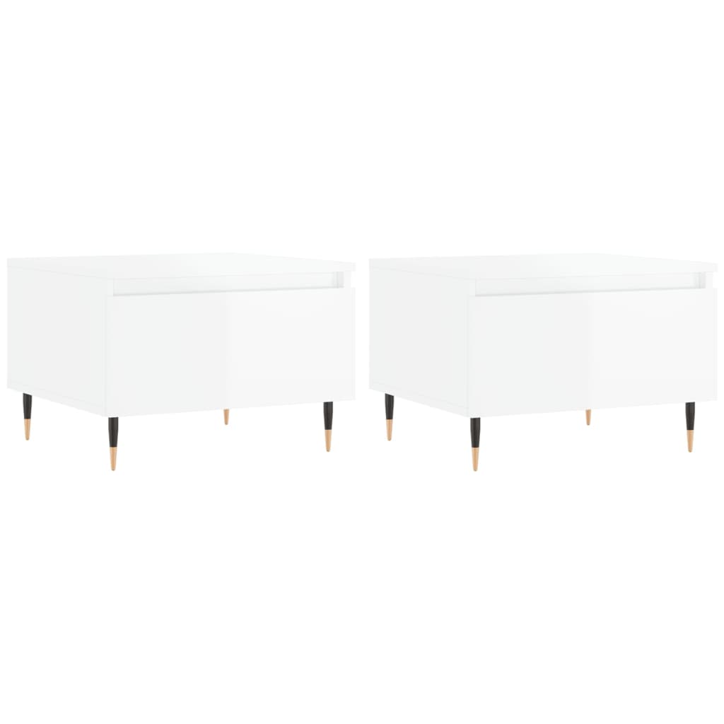 Tables basses 2 pcs blanc brillant 50x46x35cm bois d’ingénierie - Tables basses