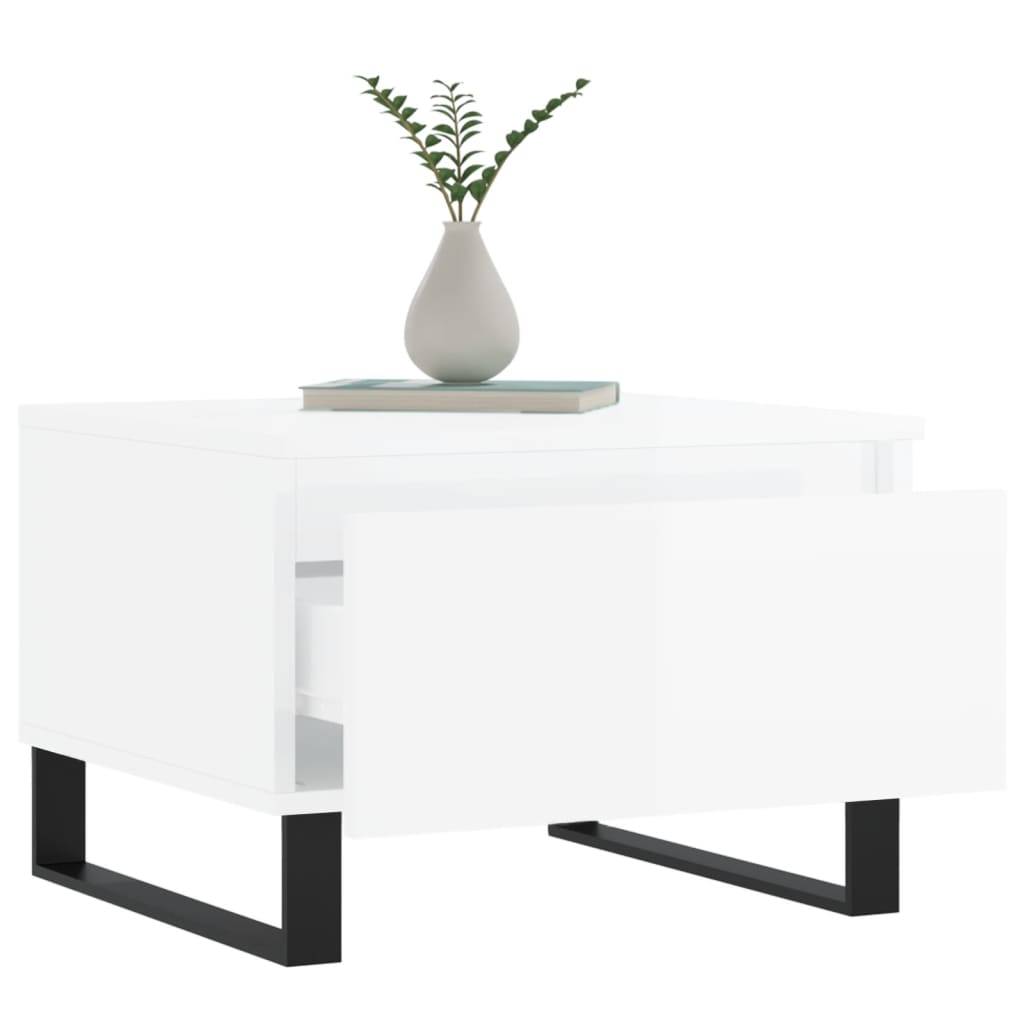 Tables basses 2 pcs blanc brillant 50x46x35cm bois d’ingénierie - Tables basses
