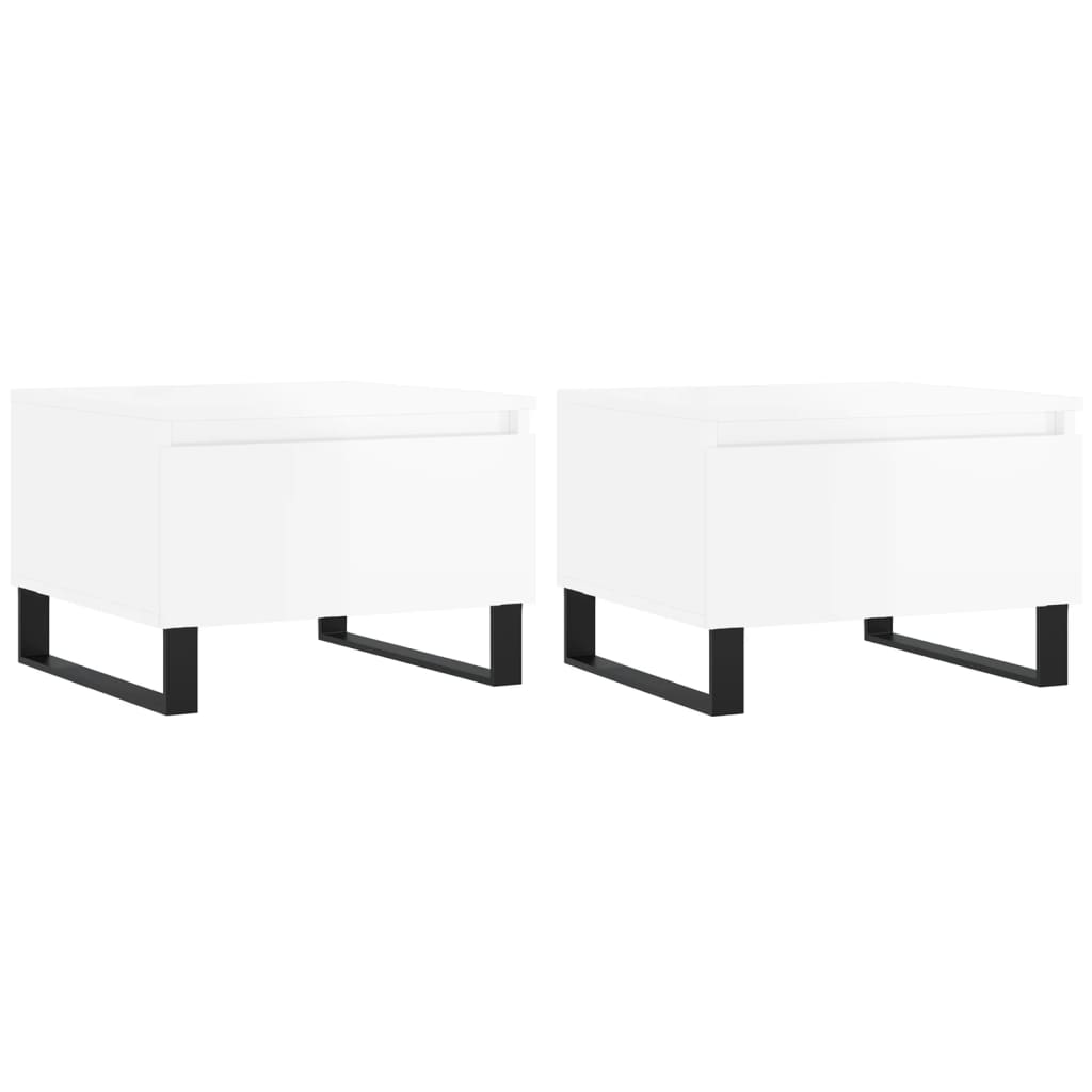 Tables basses 2 pcs blanc brillant 50x46x35cm bois d’ingénierie - Tables basses