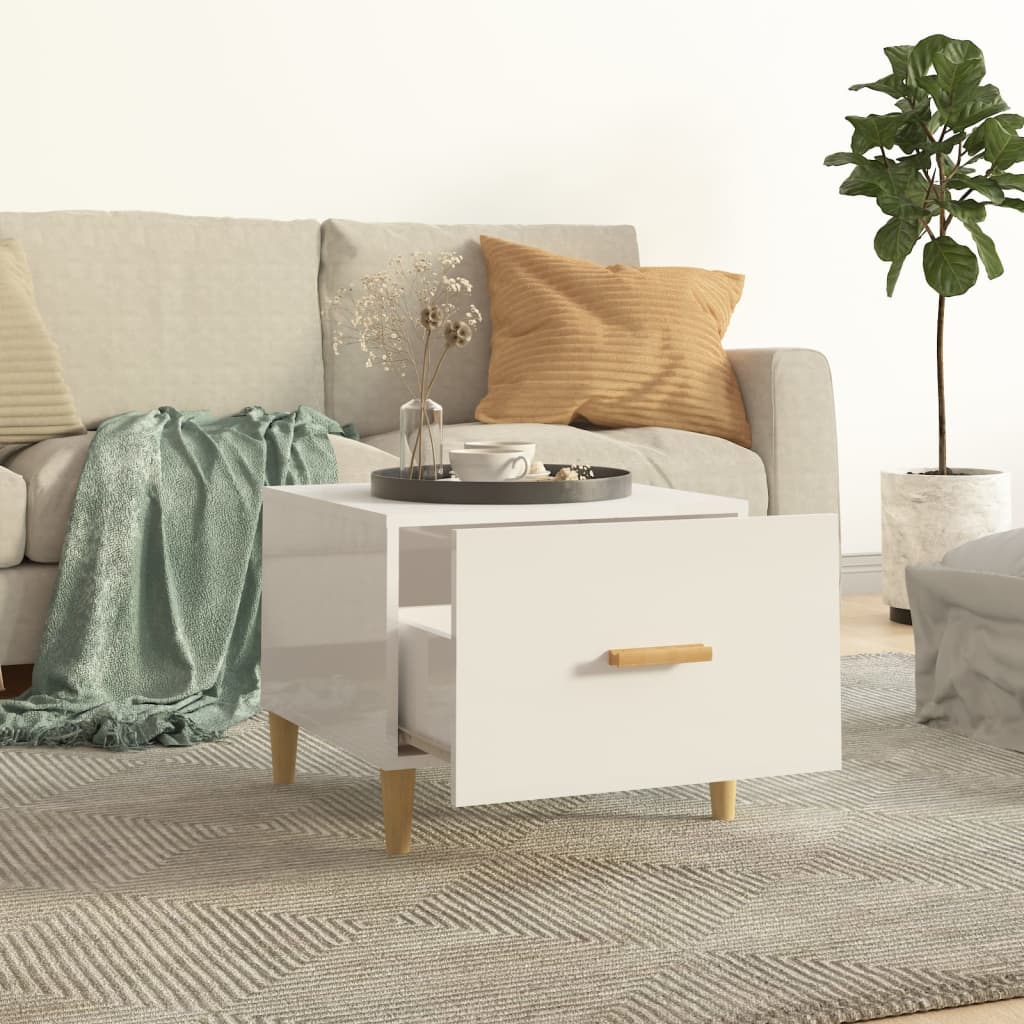 Tables basses 2 pcs blanc brillant 50x50x40cm bois d’ingénierie - Tables basses