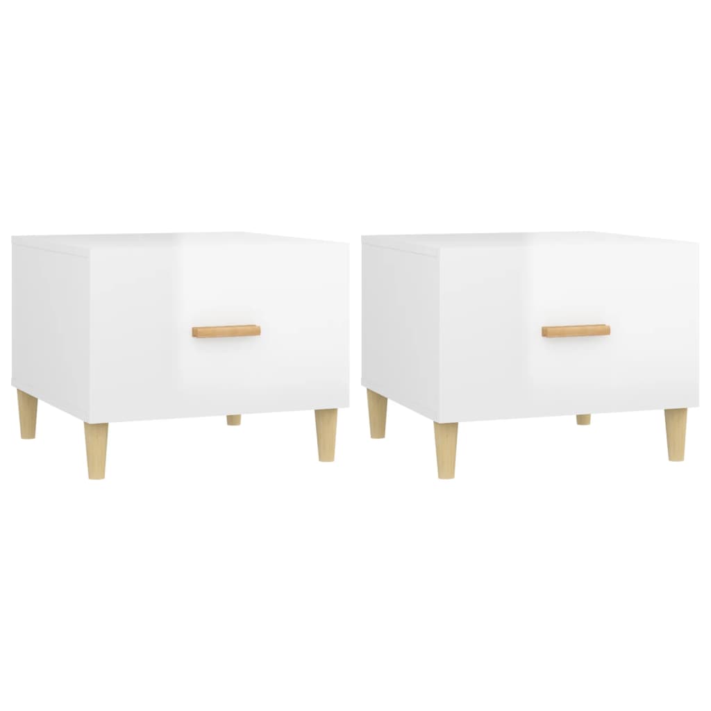 Tables basses 2 pcs blanc brillant 50x50x40cm bois d’ingénierie - Tables basses