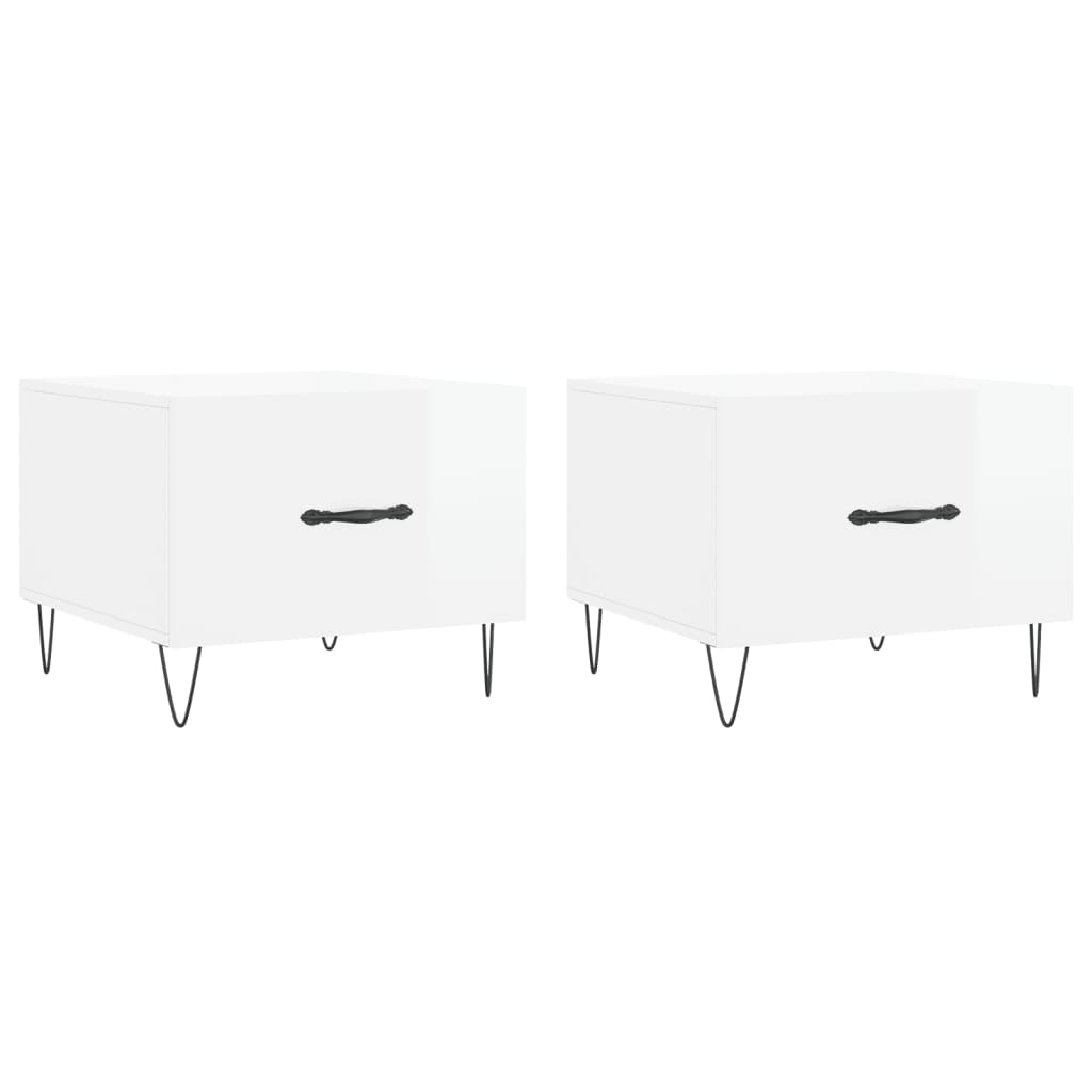 Tables basses 2 pcs blanc brillant 50x50x40cm bois d’ingénierie - Tables basses