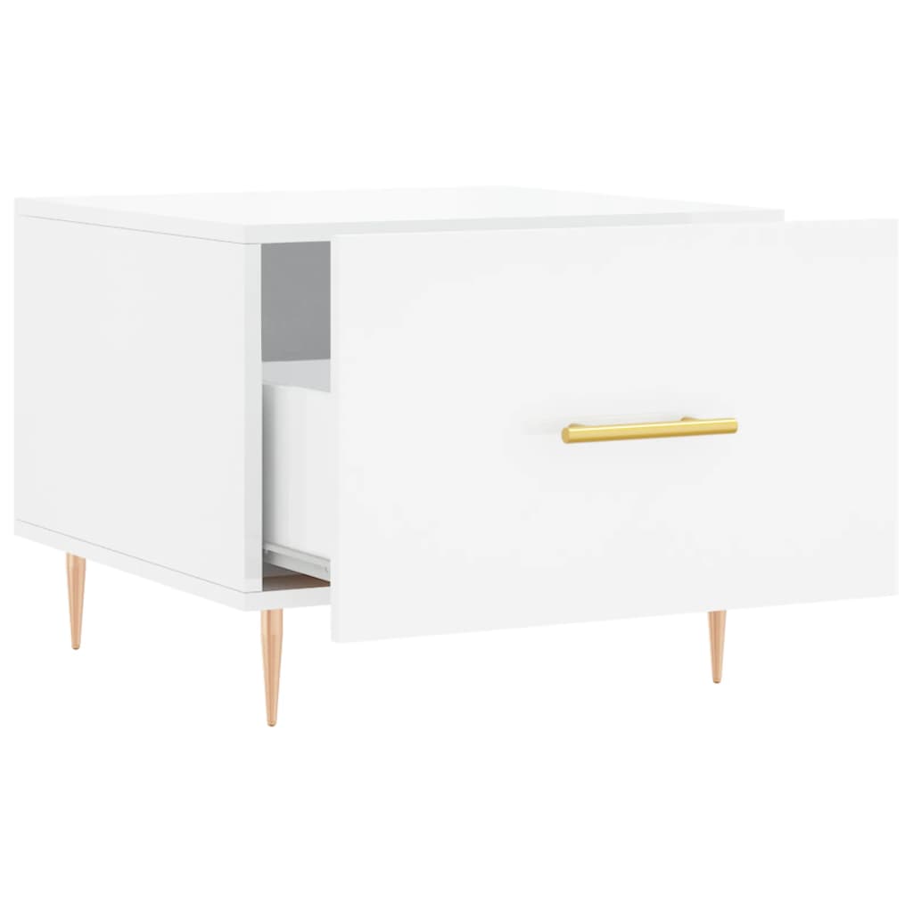 Tables basses 2 pcs blanc brillant 50x50x40cm bois d’ingénierie - Tables basses
