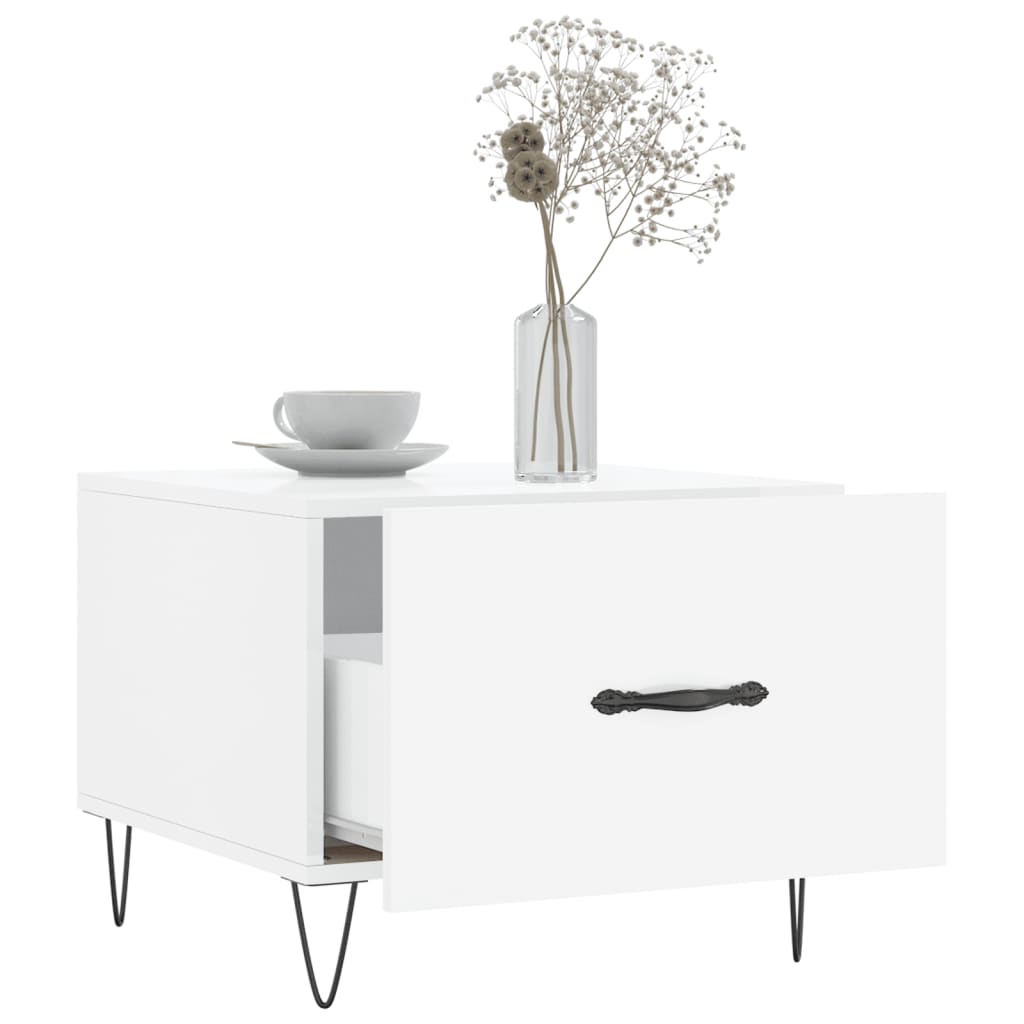 Tables basses 2 pcs blanc brillant 50x50x40cm bois d’ingénierie - Tables basses