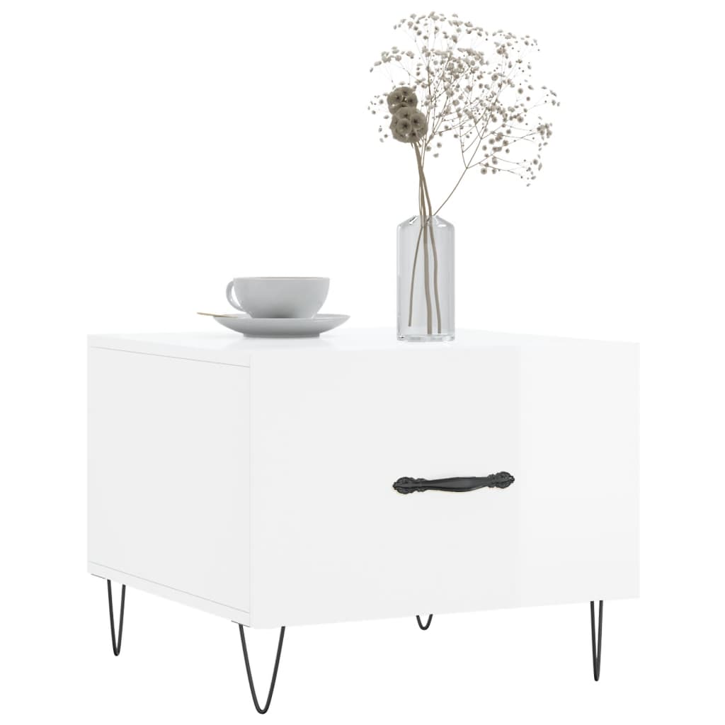 Tables basses 2 pcs blanc brillant 50x50x40cm bois d’ingénierie - Tables basses