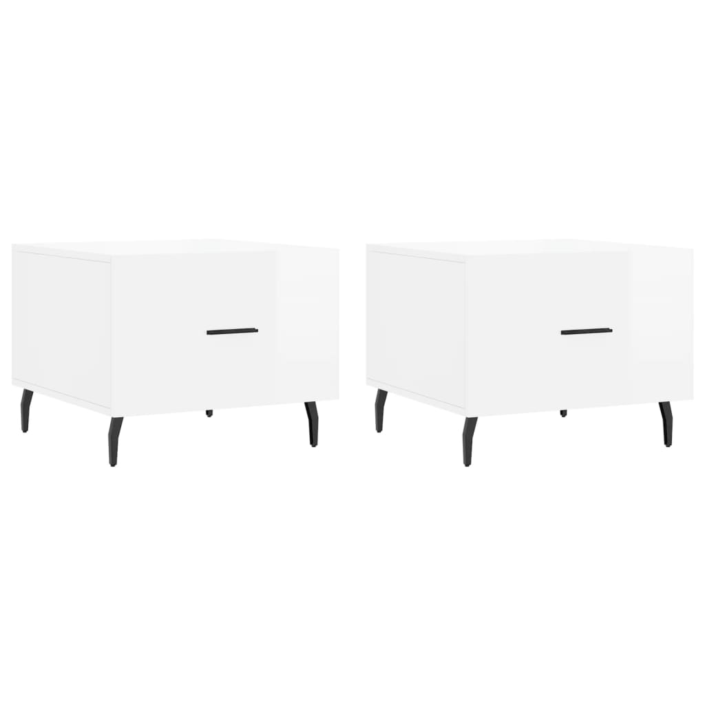 Tables basses 2 pcs blanc brillant 50x50x40cm bois d’ingénierie - Tables basses