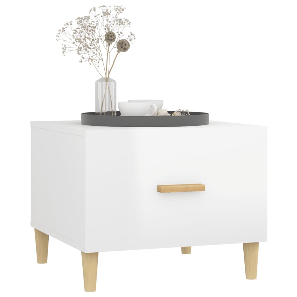 Tables basses 2 pcs blanc brillant 50x50x40cm bois d’ingénierie - Tables basses
