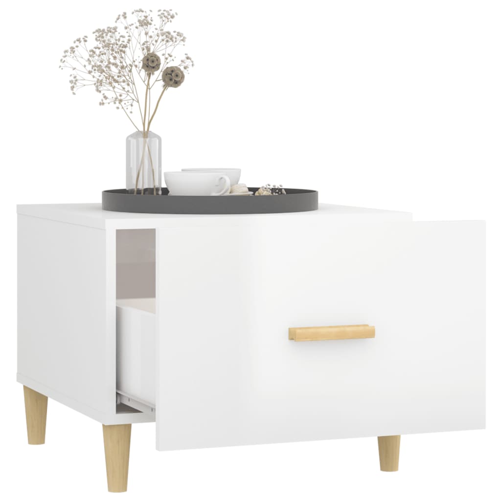 Tables basses 2 pcs blanc brillant 50x50x40cm bois d’ingénierie - Tables basses