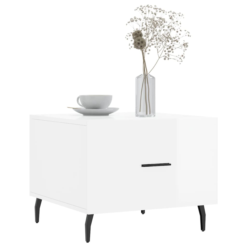Tables basses 2 pcs blanc brillant 50x50x40cm bois d’ingénierie - Tables basses