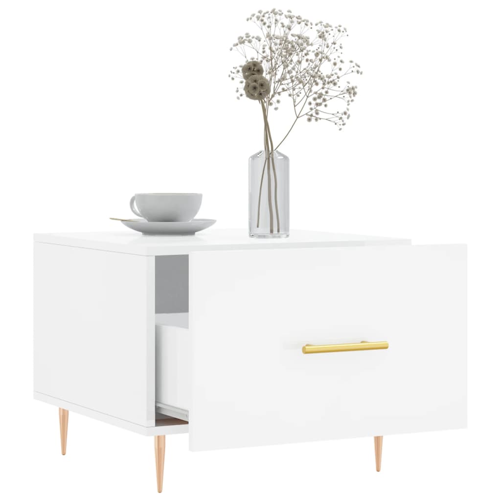 Tables basses 2 pcs blanc brillant 50x50x40cm bois d’ingénierie - Tables basses
