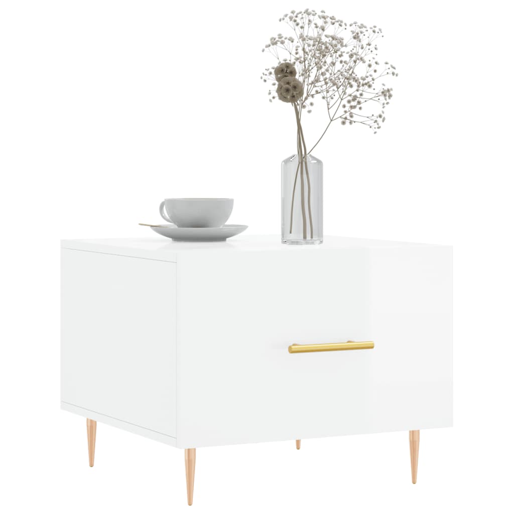Tables basses 2 pcs blanc brillant 50x50x40cm bois d’ingénierie - Tables basses