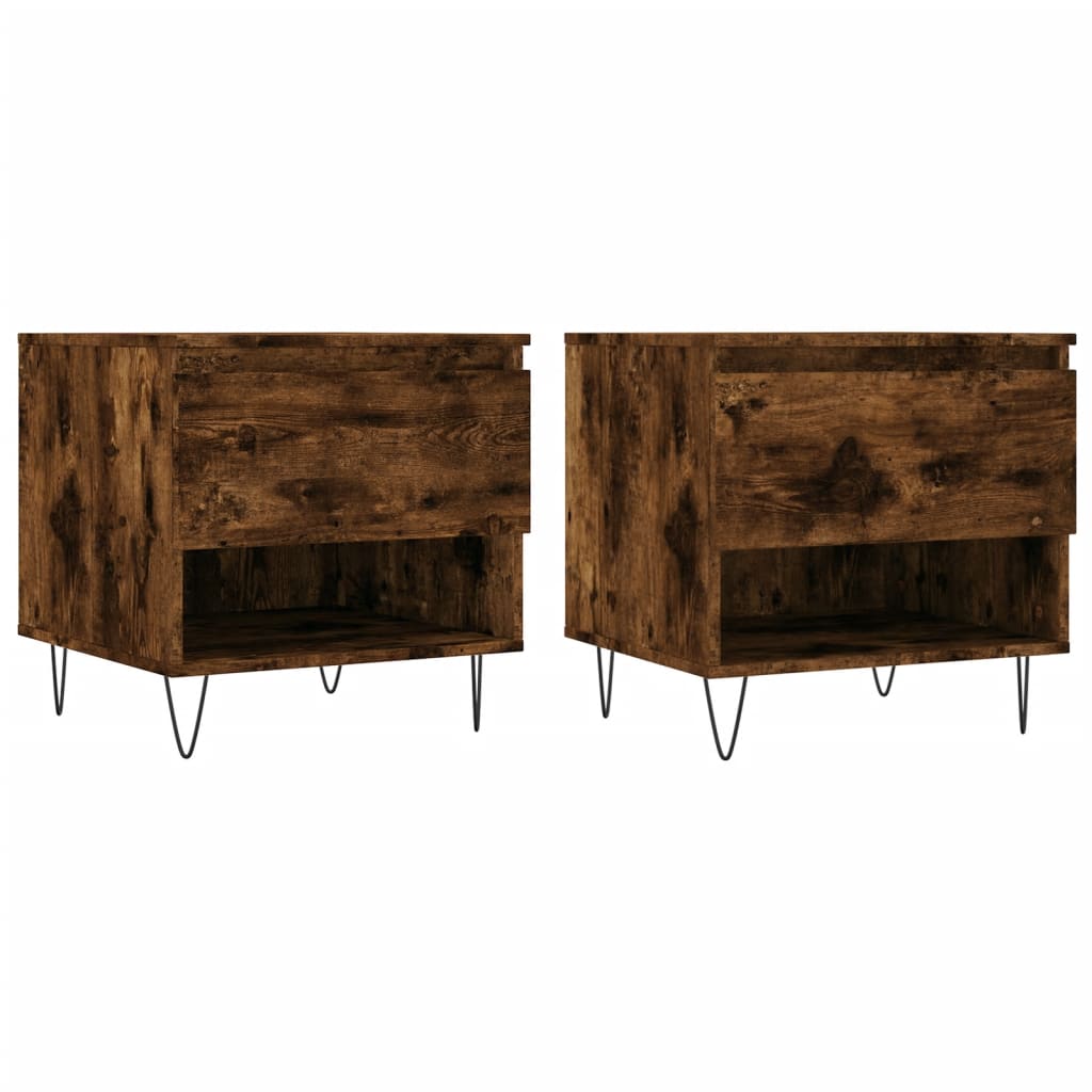 Tables basses 2 pcs chêne fumé 50x46x50 cm bois d’ingénierie - Tables basses