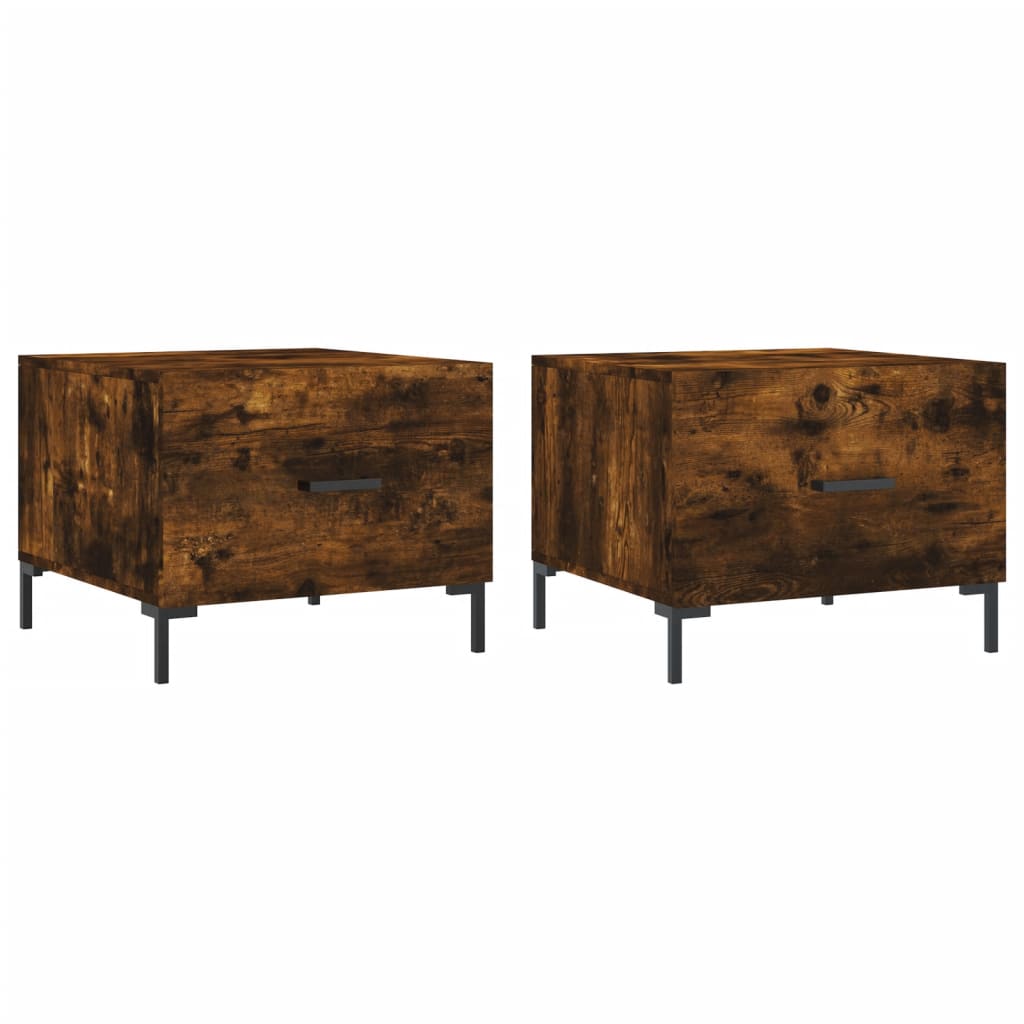 Tables basses 2 pcs chêne fumé 50x50x40 cm bois d’ingénierie - Tables basses
