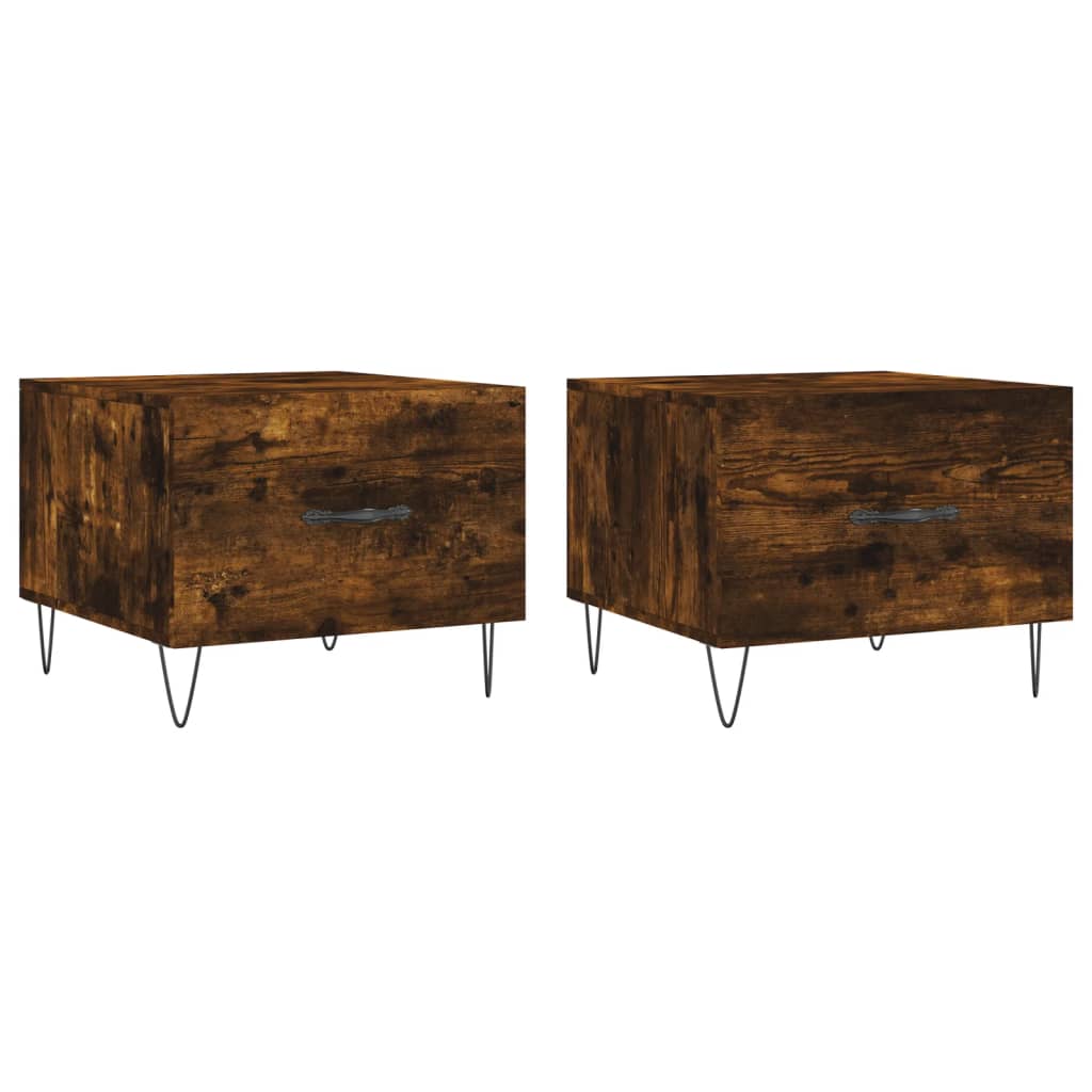 Tables basses 2 pcs chêne fumé 50x50x40 cm bois d’ingénierie - Tables basses