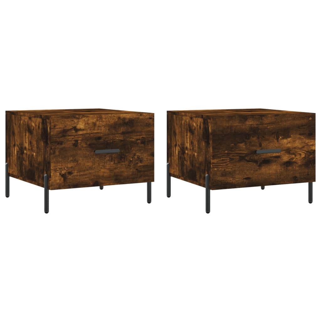 Tables basses 2 pcs chêne fumé 50x50x40 cm bois d’ingénierie - Tables basses