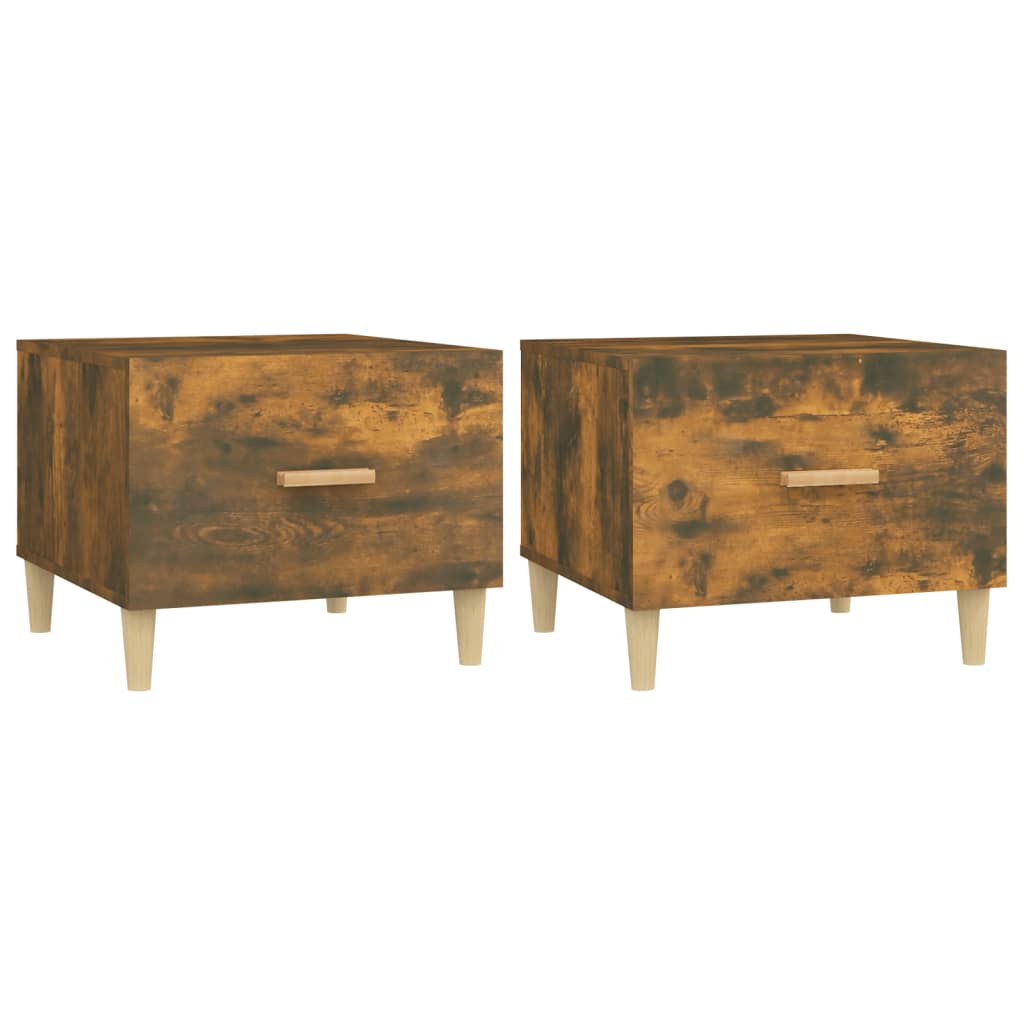 Tables basses 2 pcs chêne fumé 50x50x40 cm bois d’ingénierie - Tables basses