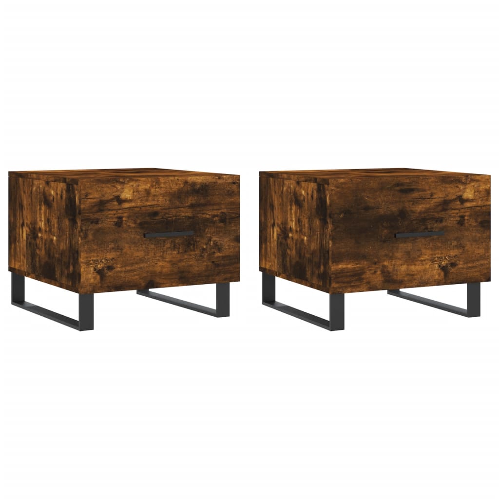 Tables basses 2 pcs chêne fumé 50x50x40 cm bois d’ingénierie - Tables basses