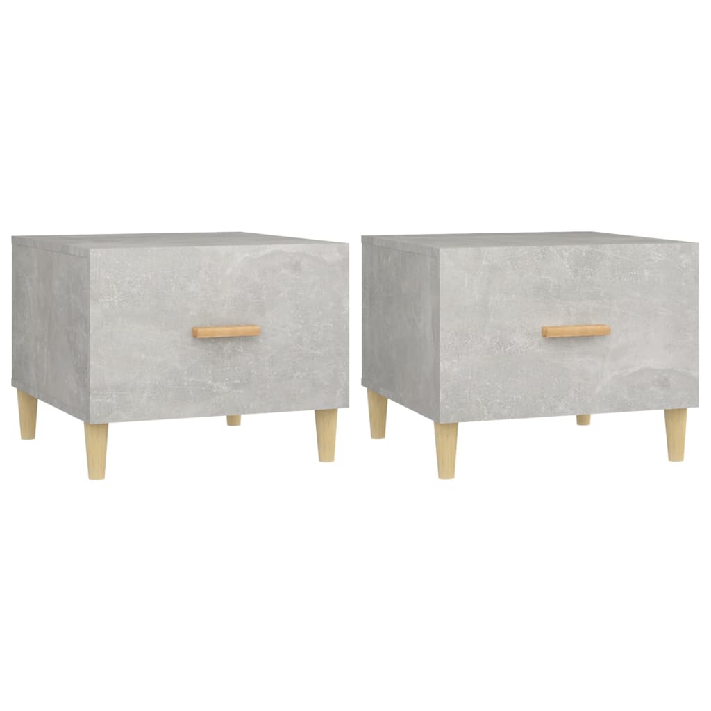 Tables basses 2 pcs gris béton 50x50x40 cm bois d’ingénierie - Tables basses