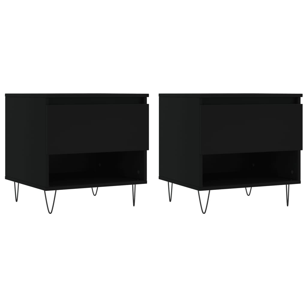 Tables basses 2 pcs noir 50x46x50 cm bois d’ingénierie - Tables basses
