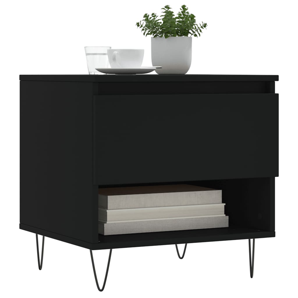 Tables basses 2 pcs noir 50x46x50 cm bois d’ingénierie - Tables basses