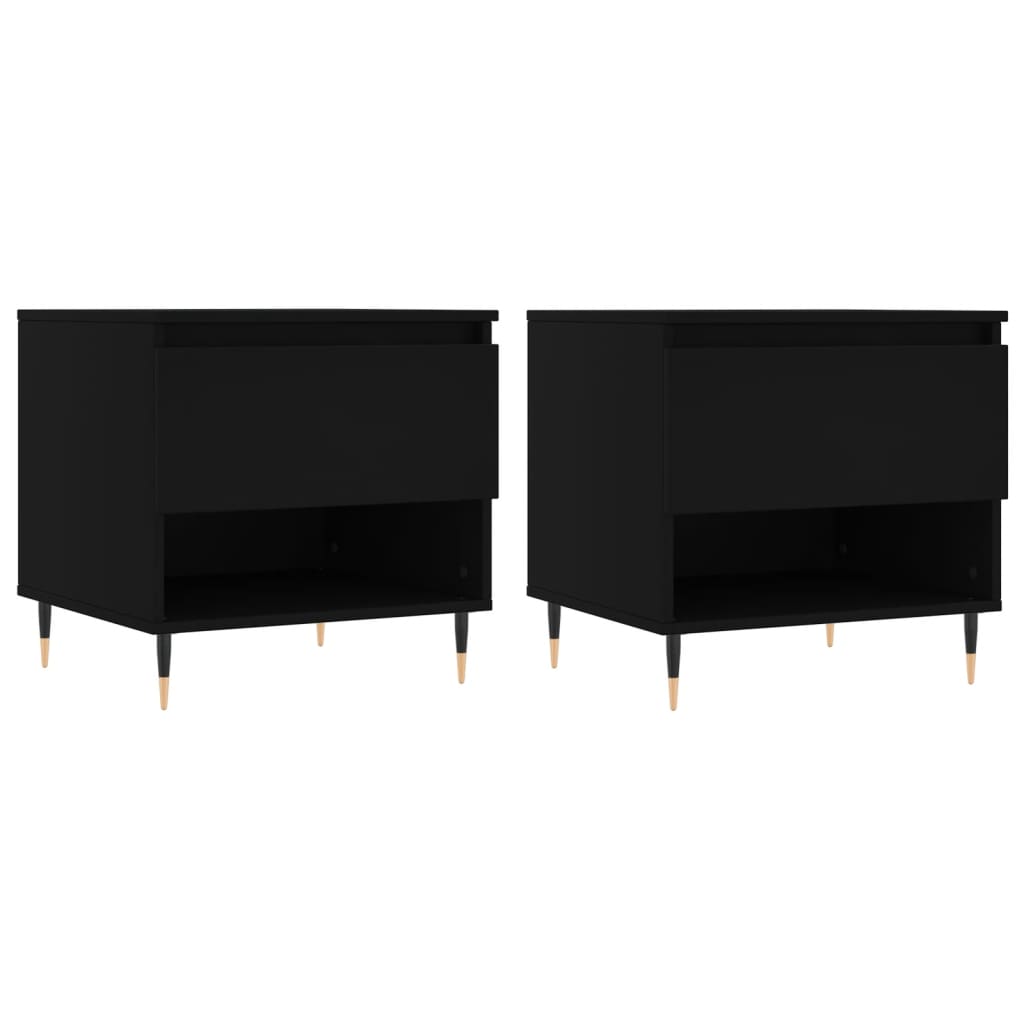 Tables basses 2 pcs noir 50x46x50 cm bois d’ingénierie - Tables basses