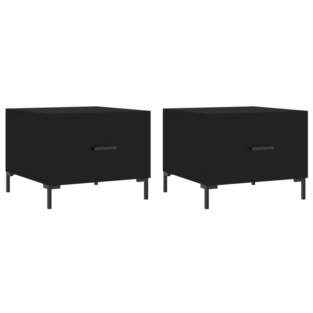 Tables basses 2 pcs noir 50x50x40 cm bois d’ingénierie - Tables basses
