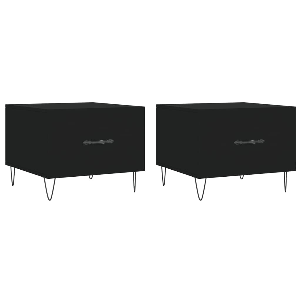 Tables basses 2 pcs noir 50x50x40 cm bois d’ingénierie - Tables basses