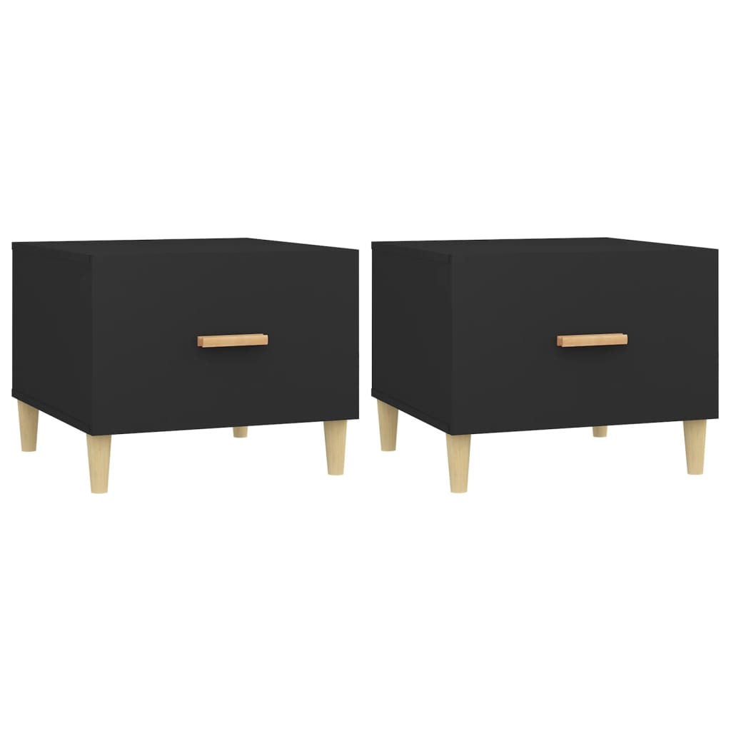 Tables basses 2 pcs noir 50x50x40 cm bois d’ingénierie - Tables basses