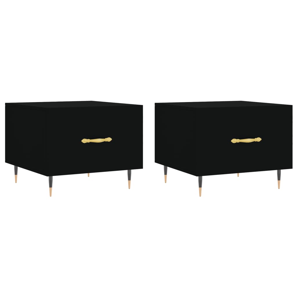 Tables basses 2 pcs noir 50x50x40 cm bois d’ingénierie - Tables basses
