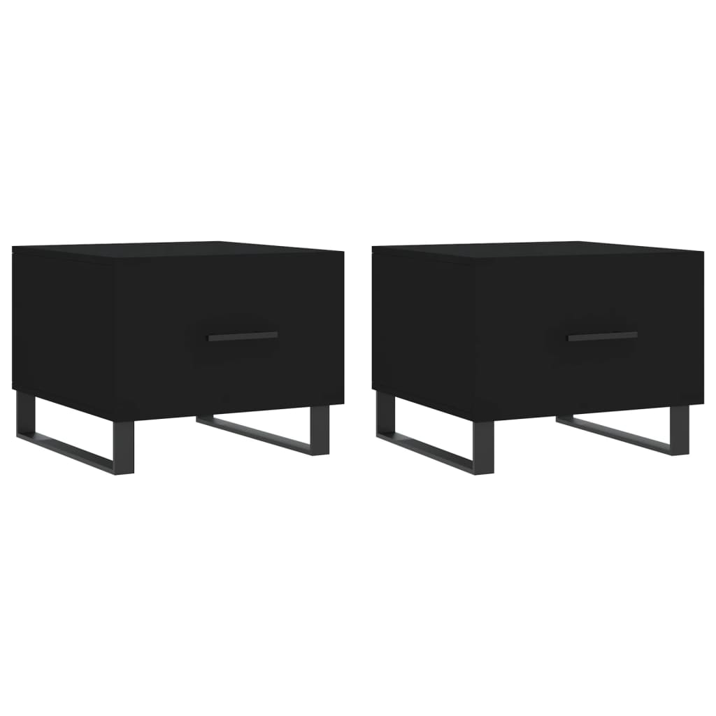 Tables basses 2 pcs noir 50x50x40 cm bois d’ingénierie - Tables basses