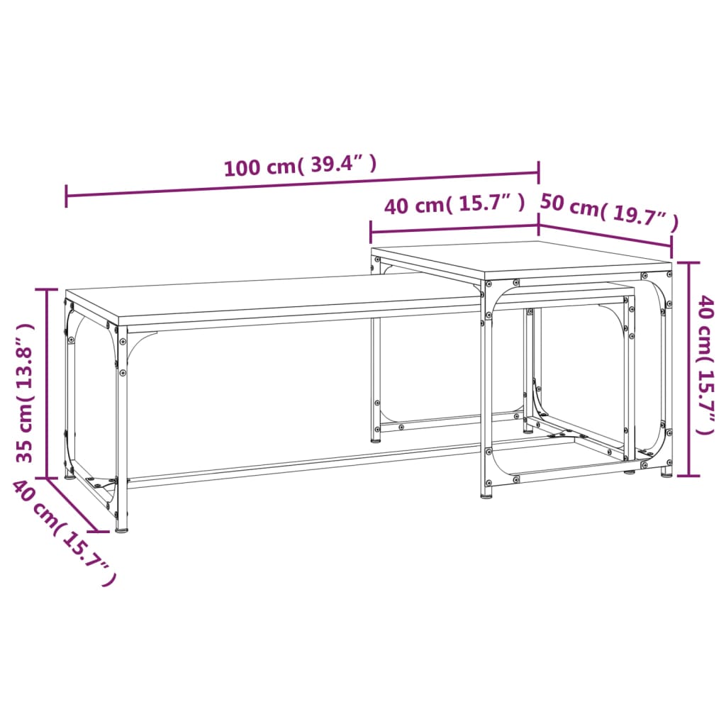 Tables basses 2 pcs Sonoma gris Bois d’ingénierie - Tables basses