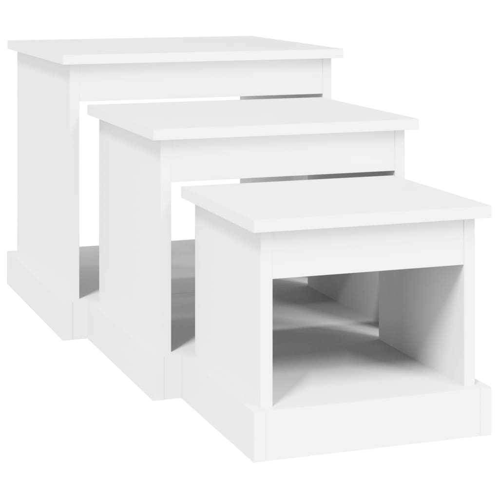 Tables basses 3 pcs blanc bois d’ingénierie - Tables basses