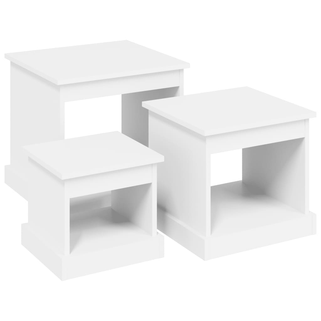 Tables basses 3 pcs blanc bois d’ingénierie - Tables basses