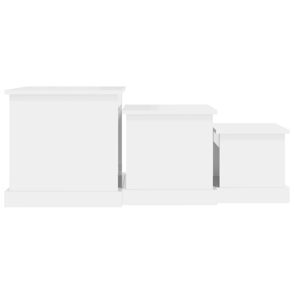 Tables basses 3 pcs blanc brillant bois d’ingénierie - Tables basses