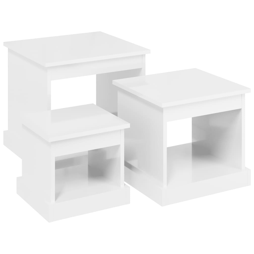 Tables basses 3 pcs blanc brillant bois d’ingénierie - Tables basses